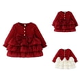thumbnail image 1 of Elegant Girls Long Sleeve Bowknot Tiered Ruffled Party Dress for Toddler and Kids â Autumn Birthday Christmas with Buttons, 1 of 9