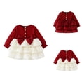 thumbnail image 1 of Elegant Girls Long Sleeve Bowknot Tiered Ruffled Party Dress for Toddler and Kids â Autumn Birthday Christmas with Buttons, 1 of 6