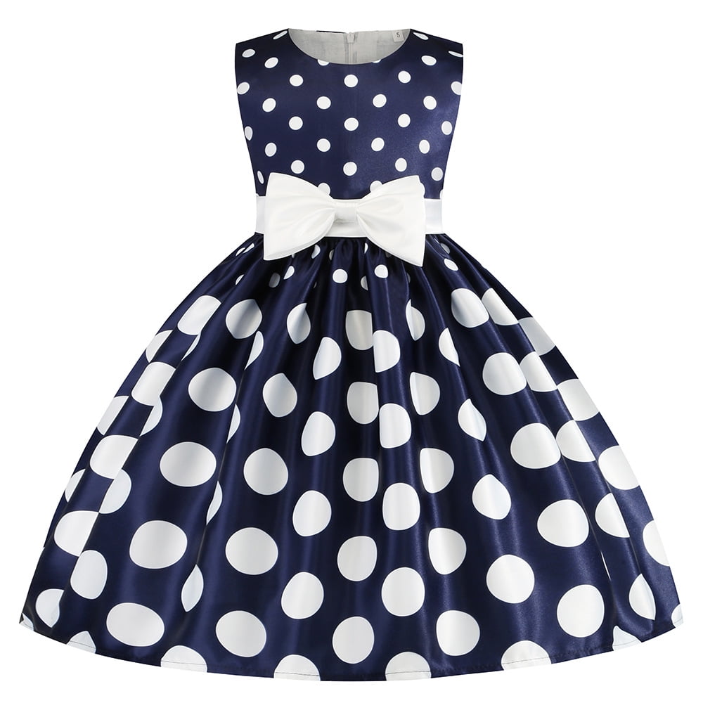 Elegant Girls Polka Dot Dress - Vintage Princess Ball Gown For Parties 2-10 Years