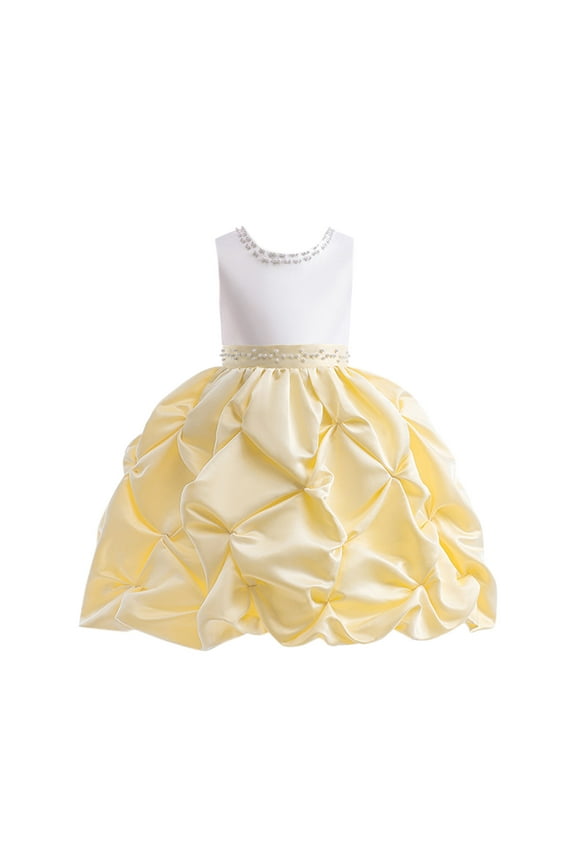 Elegant Girls Satin Beaded Christening Gown Fashion Catwalk Festival Dress for Children Girls Holiday Party Dress Maxi Casual Dress