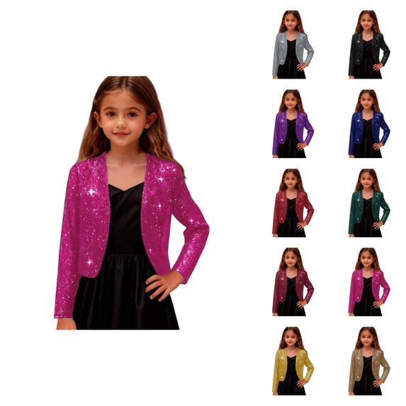 Elegant Girls Satin Short Jacket with Print, Long Sleeve Bolero Shrug for Formal Party Wear Dressy Cardigan Outerwear