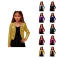 thumbnail image 1 of Elegant Girls Satin Short Jacket with Print, Long Sleeve Bolero Shrug for Formal Party Wear Dressy Cardigan Outerwear, 1 of 7
