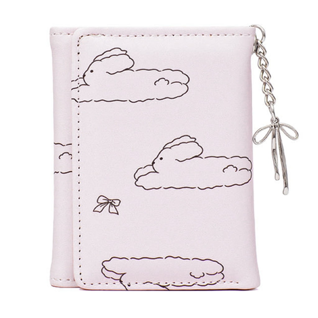 Elegant Girls' Wallet with Bows and Rabbits Print Detail Compact ...