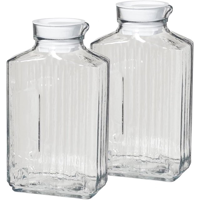 Elegant Glass Bistro Pitcher Set 2 Quart with Lid Perfect for Fine