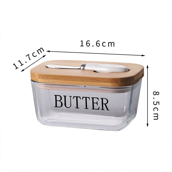 Elegant Glass Butter Dish with Lid and Spreader - Premium Rectangular Dairy Storage Container for Cheese and Butter Preservation