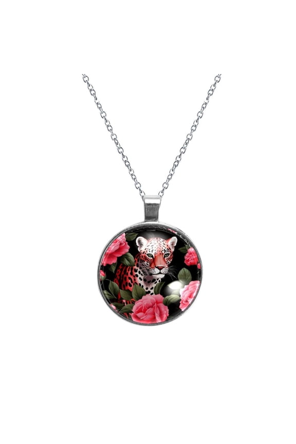Elegant Glass Circular Pendant Necklace Statement Jewelry