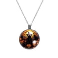 thumbnail image 1 of Elegant Glass Circular Pendant Necklace Statement Jewelry, 1 of 6