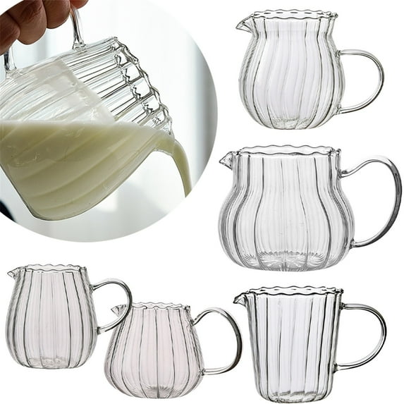 Elegant Glass Creamer Pitcher, Coffee Milk Jug and Serving Dispenser for Kitchen and Dining Use