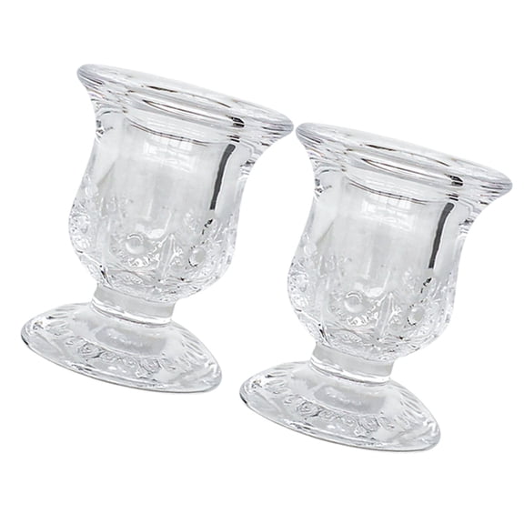 Elegant Glass Holder Set of 2 Clear Taper Candlestick Holder for Wedding Modern Christmas Table Centerpieces
