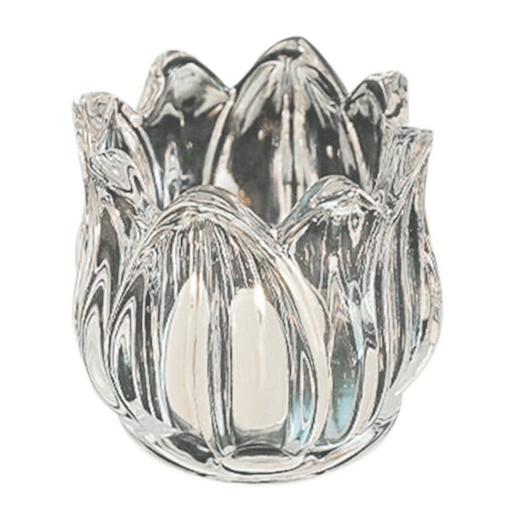 Elegant Glass Tealight Holder Transparent Floral Design Small Candle Vase for Tabletop and Wedding Centerpiece Arrangements