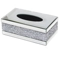 thumbnail image 1 of Luxury Glass Tissue Box Holder, Shiny Silver Modern Decor with Oval Opening for Living Room & Bathroom, Easy to Clean Rectangular Dispenser, 1 of 5
