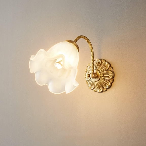Elegant Glass Wall Sconce Lighting Fixture Copper Wall Lamp, Modern French Style Wall Mount Lights E14 Bedroom Bedside Lamps, Living Room Restaurant Wall Sconces