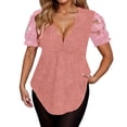 thumbnail image 1 of Elegant Glitter Lace Collar Short Sleeve T-Shirt Fashion Casual Blouse Top With Rhinestone Details Oversized T-shirts Short Sleeve Crewneck Casual Tops, 1 of 5