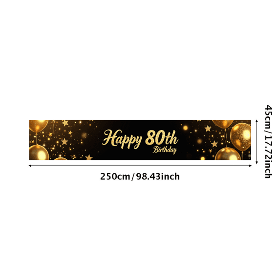Elegant Gold 80th Birthday Banner Celebration Backdrop Party Decoration Photography Props Festive Event Supplies Birthday Party Decor Decors