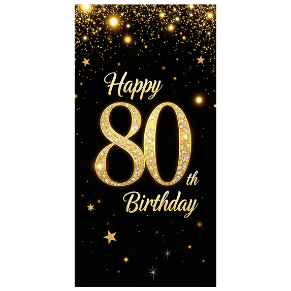 Elegant Gold 80th Birthday Banner Celebration Backdrop Party Decoration Photography Props Festive Event Supplies Birthday Party Decor Decors