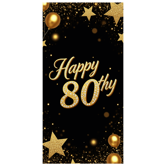 Elegant Gold 80th Birthday Banner Celebration Backdrop Party Decoration Photography Props Festive Event Supplies Birthday Party Decor Decors