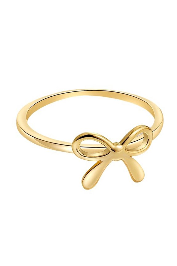 Elegant Gold Bowknot Rings Symbolizing Graces and Sweetness Perfect for Fashionable Women and Romance Gift