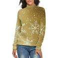 thumbnail image 1 of Elegant Gold Christmas Snowflake Women's Turtleneck Sweater Long Sleeve Ribbed Fitted Turtle Neck Casual Fall Winter Collection Top S, 1 of 4