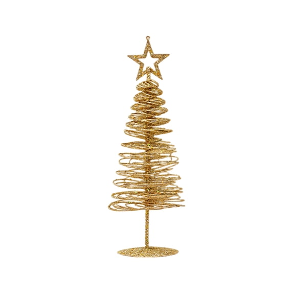 Elegant Gold Christmas Tree Decor - Glittering Tabletop Trees with Star ...