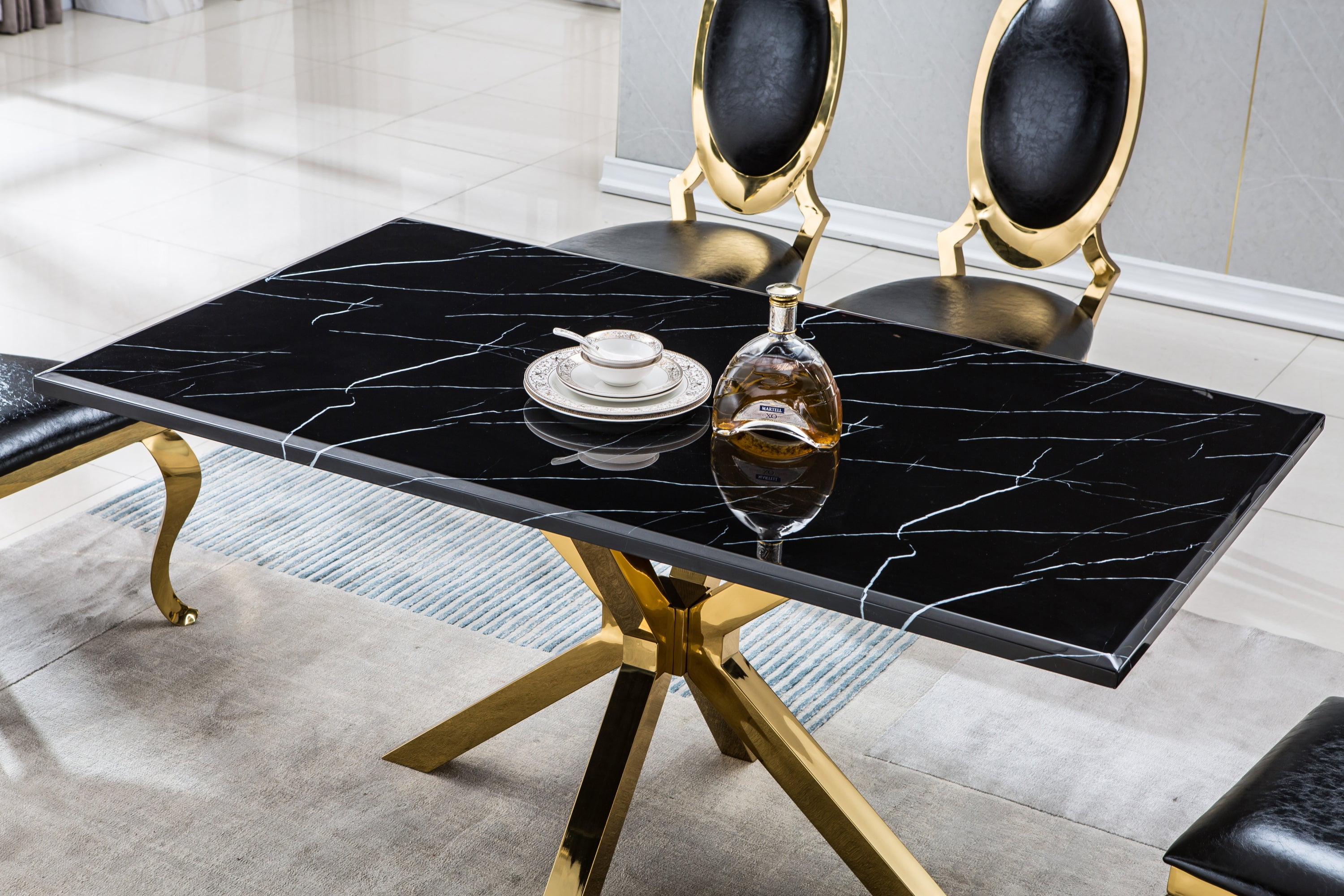 Elegant Gold Fusion Marble Dining Table - Walmart.com