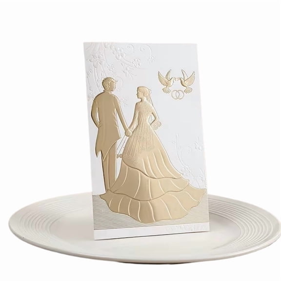 Elegant Gold Gilded Wedding Invitations Set - 10 Premium Cards with Inner Pages and Envelope Pockets for Luxurious Celebrations
