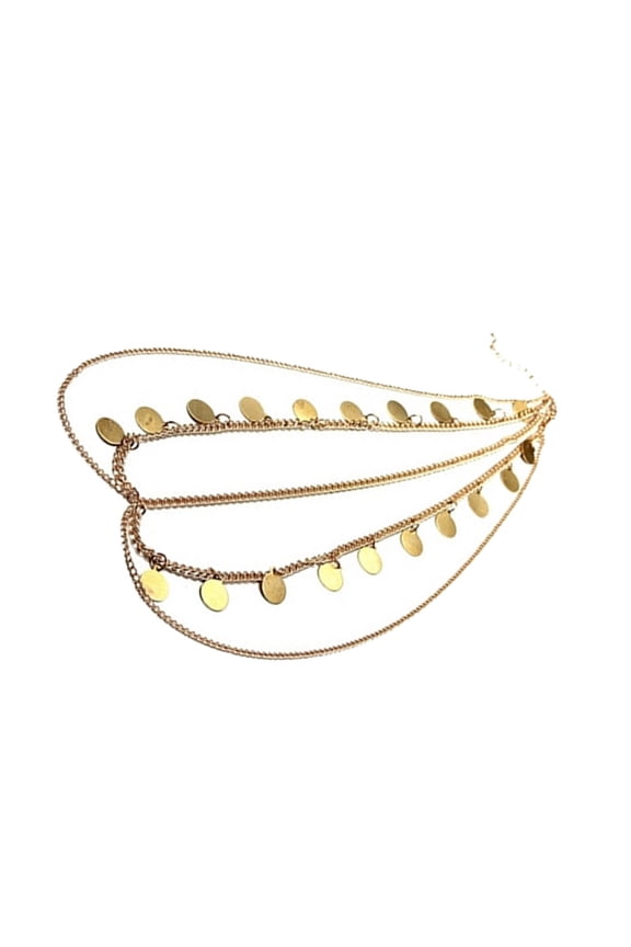 Elegant Gold Head Chain with Sequins Stylish Tassels Fashionable Head Chain for Women and Girls