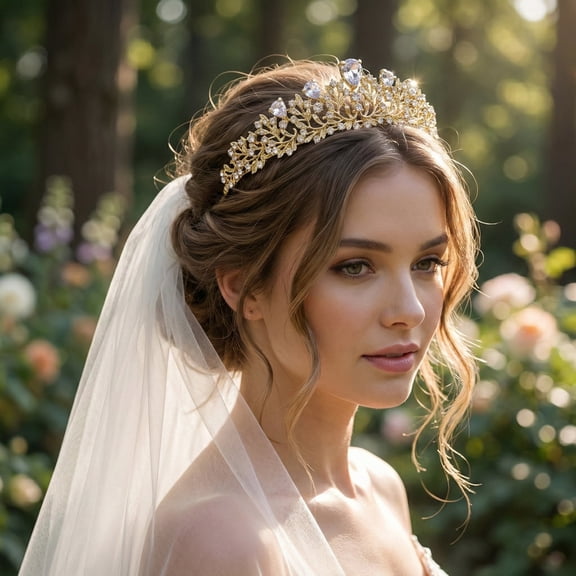 MIALLO Elegant Gold Leaf Filigree Bridal Headpiece, Baroque Style Rhinestone Hair Accessory for Formal Evening Party