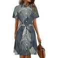 thumbnail image 1 of Elegant Gold Leaf Navy Pattern Womens Shirt Dresses Women'S Short Sleeve Dress Turn-Down Collar Dress A Line Casuall Dress Oversize(XS-6XL), 1 of 7