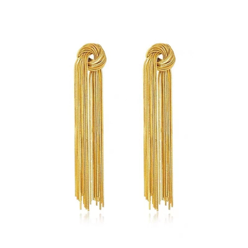 Elegant Gold Long Earrings For Women 4 3 Inch Dangling Drop Earrings Elegant gold long earrings for women 4 3 inch dangling drop earrings