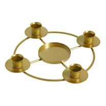 Elegant Gold Metal Advent Wreath Candle Ring Stand Holder For Home Decorations And Ceremonial Use With Five Candle Capacity