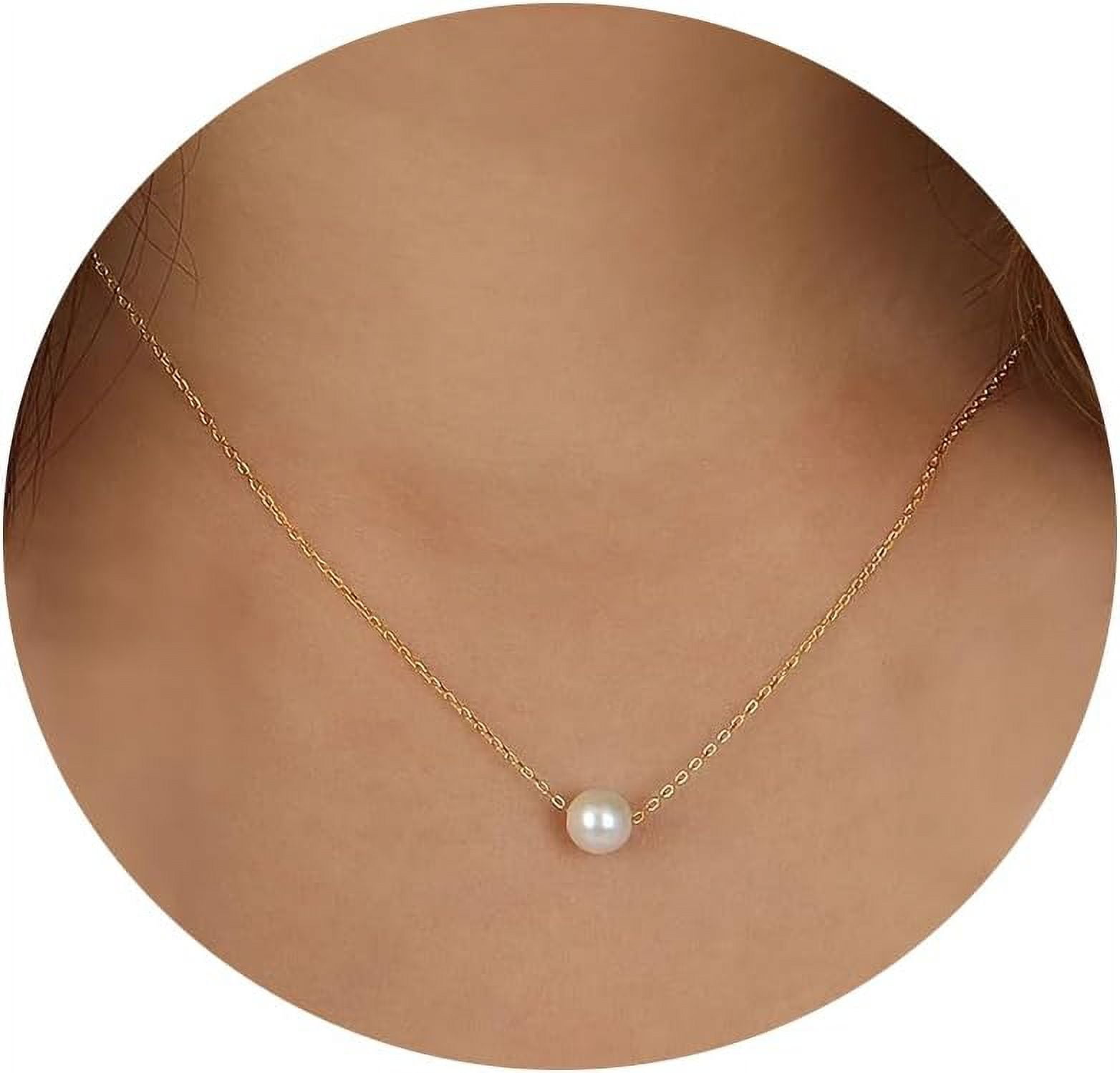 ZXB JEWELERY Elegant Gold Necklace for Women with Single Pearl Pendant - Waterproof, Non Tarnish, 18k Gold Filled Jewelry