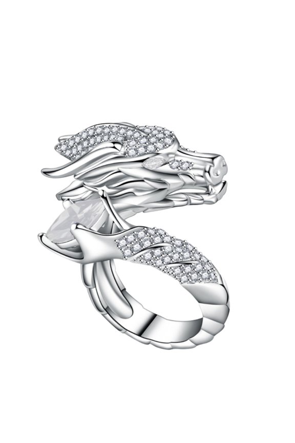 Elegant Gold Plated Chinese Loong Ring Decorated With Unisex Accessory Gift
