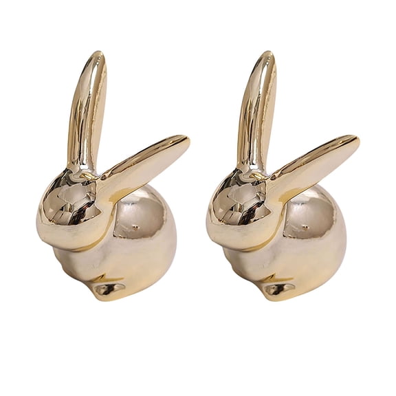 Elegant Gold-Plated Rabbit Head Wall Hooks Decorative and Functional Set of 2 for Home and Office Use
