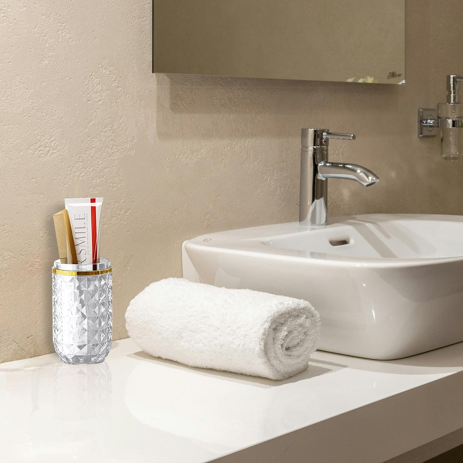 Elegant Gold Plated Toothbrush Set Portable Bathroom Organizer For ...