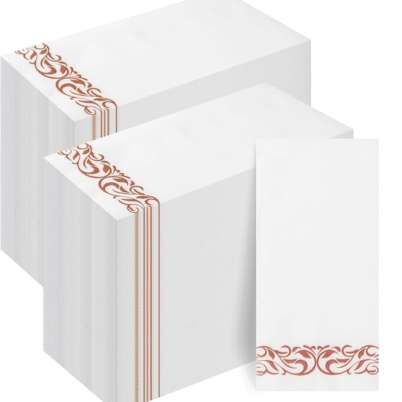 Elegant Gold Silver Rose Gold Disposable Paper Napkins 25 Count - 1-Ply Linen Texture for Weddings Parties & Holiday Events