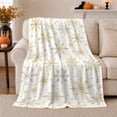 thumbnail image 1 of Elegant Gold Silver Snowflake Winter, Festive Holiday Scene, Warm Flannel Blanket for Living Room and Family Room, Art Lovers Christmas Gift, Festive Home Decor, 1 of 9