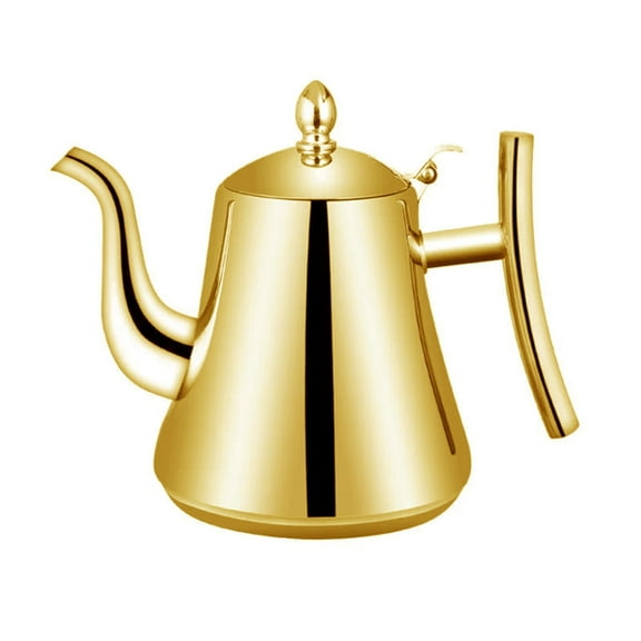 Elegant Gold Stainless Steel Teapot with Curved Spout and Ergonomic Handle, Perfect for Brewing Tea and Coffee
