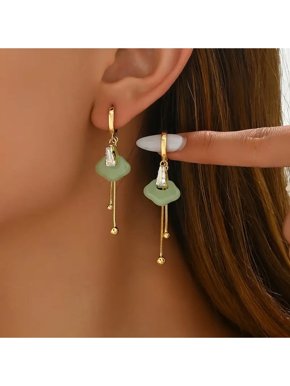 Elegant Gold Tassel Drop Earrings Chinese Style Peace Lock Dangle Earrings for Women, Cute Daily and Party Accessory