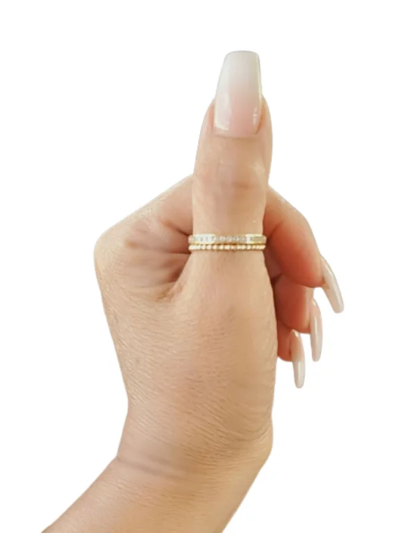 Elegant Gold Thumb Ring - Stacking Bead Clear Crystal - 14k Gold Filled - Polished - Women's Thumb Rings