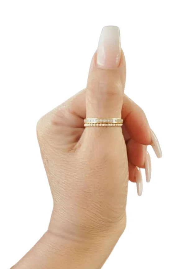 Elegant Gold Thumb Ring - Stacking Bead Clear Crystal - 14k Gold Filled - Polished - Women's Thumb Rings