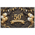 thumbnail image 1 of Elegant Golden Black 50th Birthday Banner Festive Decorative for Celebration Party Photo Booth Backdrop, 1 of 7