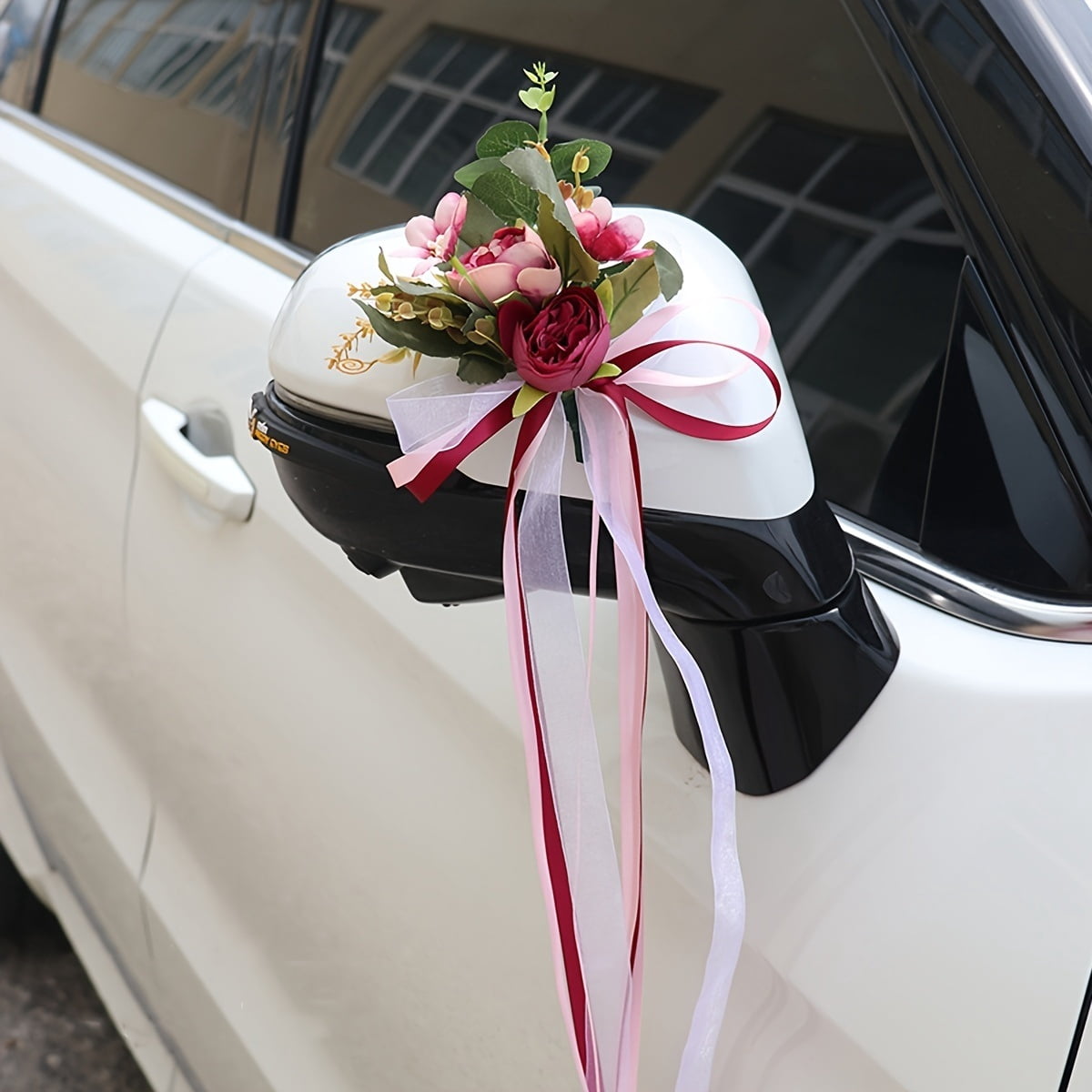 Elegant Golden Satin Wedding Carriage Ribbon Bow - Stylish Romantic Decoration
