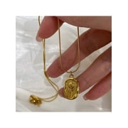 Elegant Goldtone Tulip Pendant Necklace - Retro Stainless Steel Women Fashion Jewelry