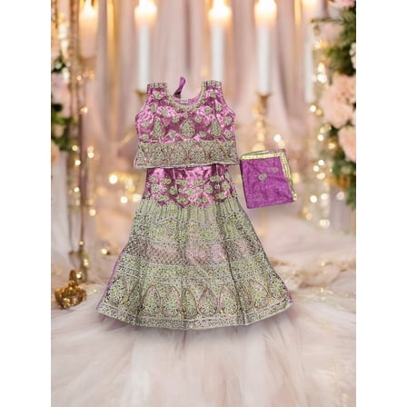 Traditional Girls Lehenga Choli Set, Cultural Wear for Kids,013