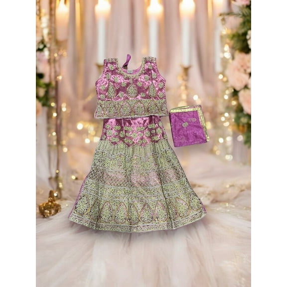 Traditional Girls Lehenga Choli Set, Cultural Wear for Kids,013