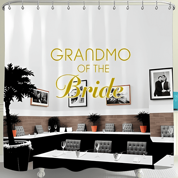 Elegant Grandmo of the Bride Shower Curtain - Stylish Restaurant Scene with Tree - Perfect for Festive Bathroom Decor