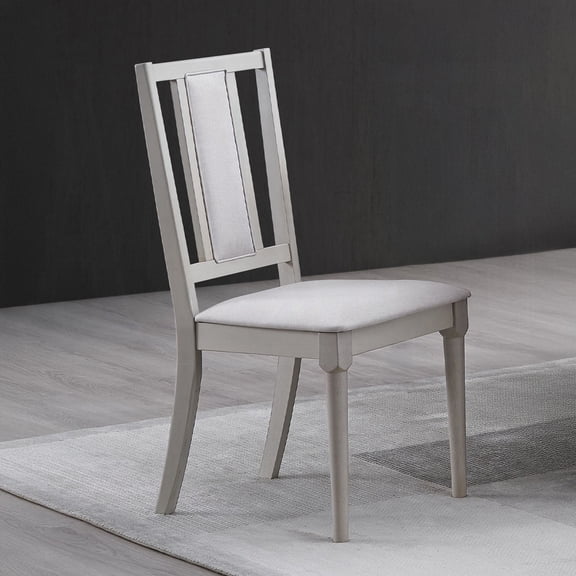 Elegant Gray Finish Contemporary Dining Chars Set of 2 Wooden Upholstered Seat Modern Dining Room Furniture