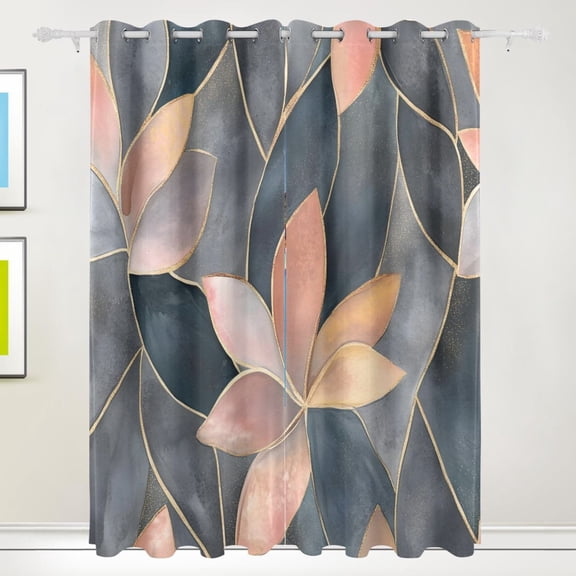 Elegant Gray Floral Pattern Blackout Curtains for Living Room Bedroom 55W x 72/84L Insulated Window Drapes 2 Panels