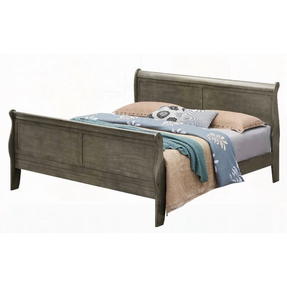 Elegant Gray Full Bed for Bedrooms - Measures 44"H x 57"W x 90"D