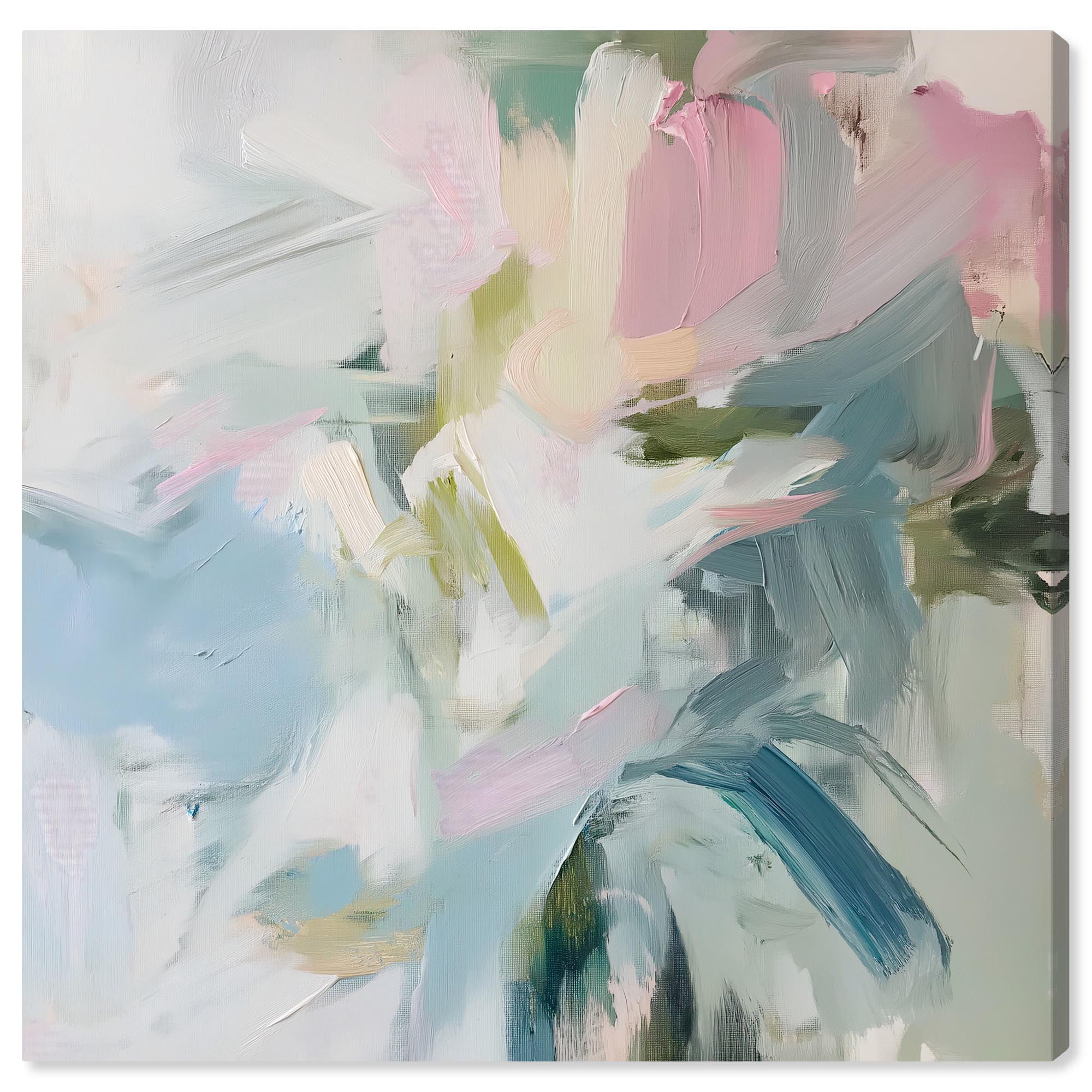 Elegant Green Abstract Canvas Art, 12" x 12"
